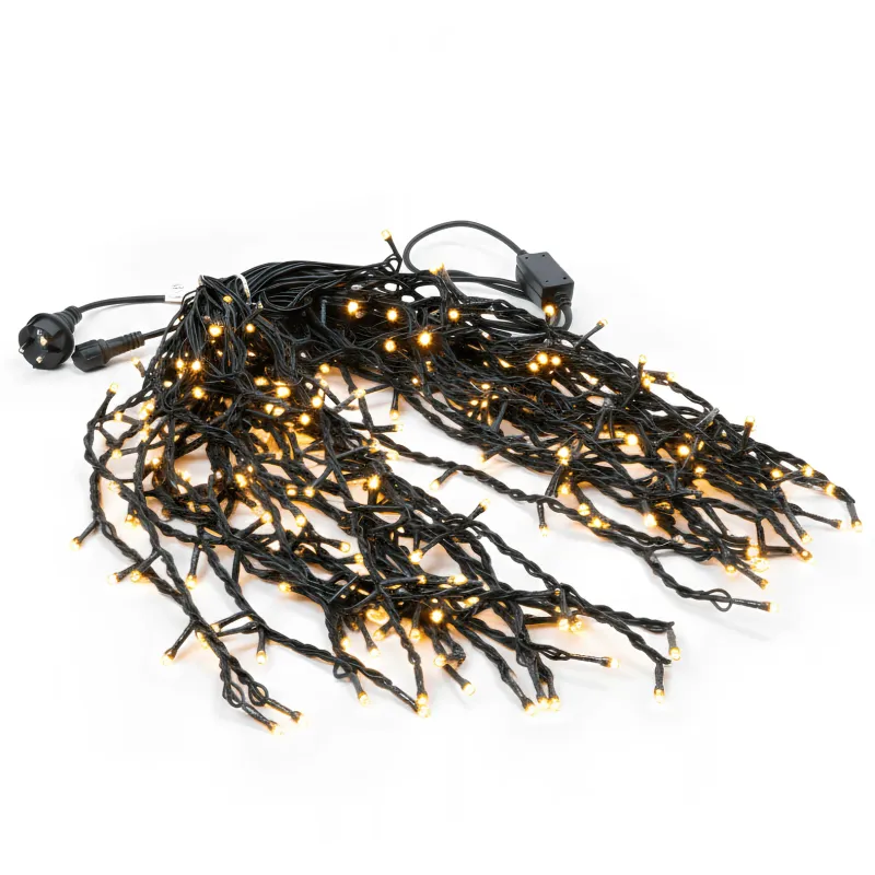 Anedius -Instalație turturi 9×1m 360 LED mari cablu silicon negru – 3 culori