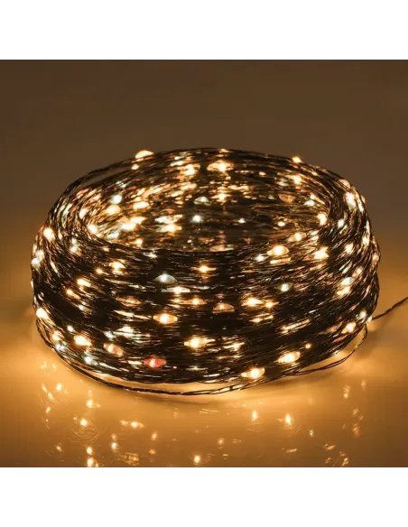 Instalatie Craciun 1000 LED-uri (100m), Anedius, Alb Cald, 31V , Timer și 8 Moduri - Exterior/Interior IP44