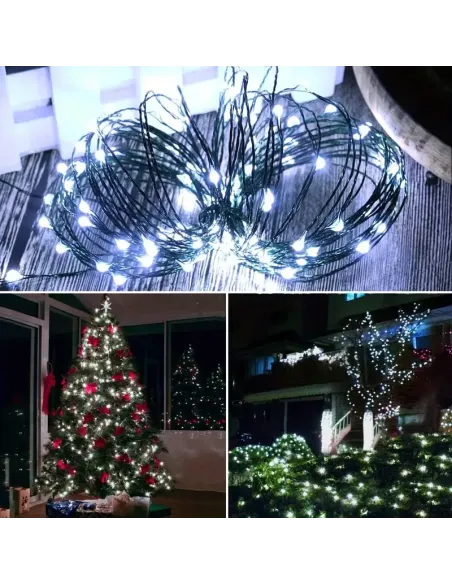 Instalatie Craciun 1000 LED-uri (100m), Anedius, Alb RECE, 31V , Timer și 8 Moduri - Exterior/Interior IP44