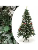 Brad artificial verde cu varfuri albe, 180 cm cu 580 ramuri si suport metalic
