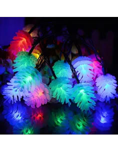 Instalatie solara cu Conuri de brad, 50 LED-uri, multicolor, 8 jocuri de lumini, 5m