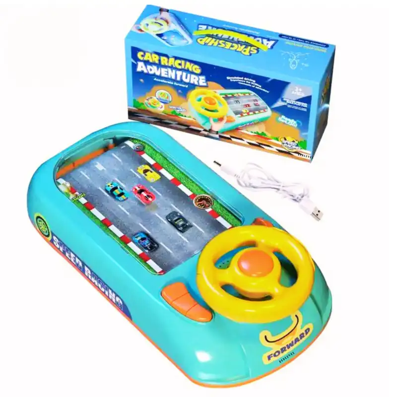 Jucarie Interactiva volan de condus cu circuit curse, sunete si functii, alimentare USB, pentru Copii 3-6 Ani