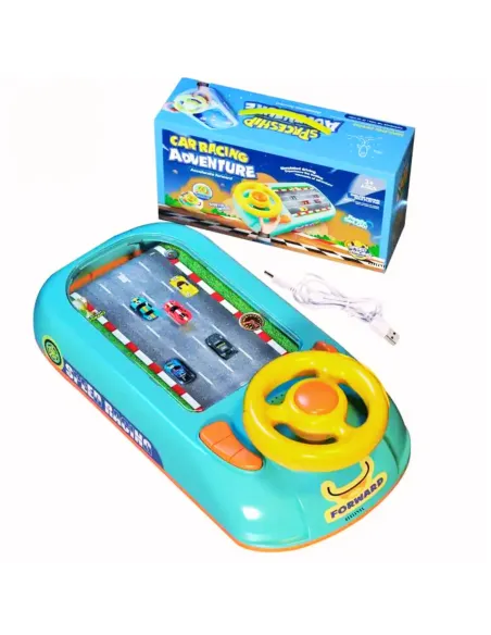 Jucarie Interactiva volan de condus cu circuit curse, sunete si functii, alimentare USB, pentru Copii 3-6 Ani