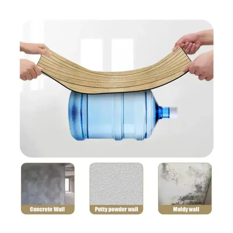 Tapet decorativ autoadeziv, aspect lemn vertical, 30x60cm, model 3D modern, pentru perete interior, imitatie riflaj