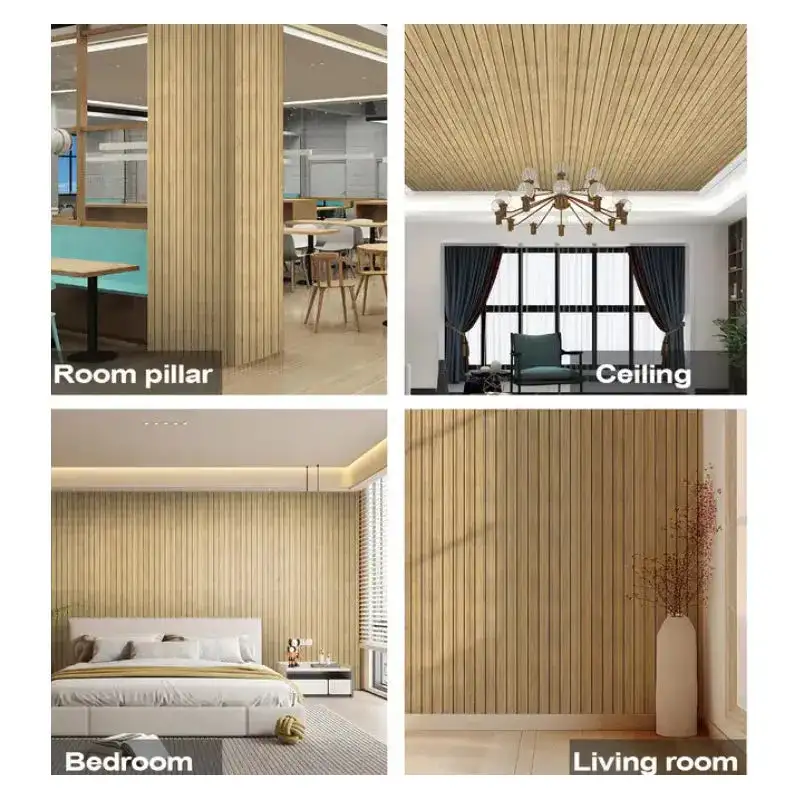 Tapet decorativ autoadeziv, aspect lemn vertical, 30x60cm, model 3D modern, pentru perete interior, imitatie riflaj