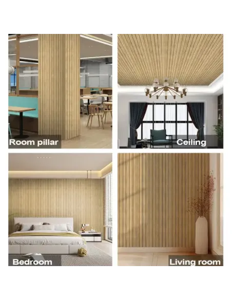 Tapet decorativ autoadeziv, aspect lemn vertical, 30x60cm, model 3D modern, pentru perete interior, imitatie riflaj