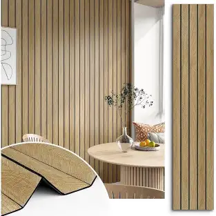 Tapet decorativ autoadeziv, aspect lemn vertical, 30x60cm, model 3D modern, pentru perete interior, imitatie riflaj