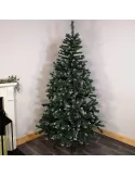 Brad artificial verde cu varfuri albe, 150cm, 350 ramuri + suport metalic