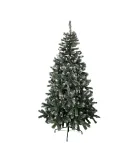 Brad artificial verde cu varfuri albe, 150cm, 350 ramuri + suport metalic