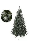 Brad artificial verde cu varfuri albe, 150cm, 350 ramuri + suport metalic