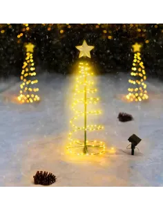 Decoratiune solara Brad cu stea, 85cm, alb cald