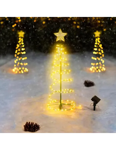Decoratiune solara Brad cu stea, 85cm, alb cald