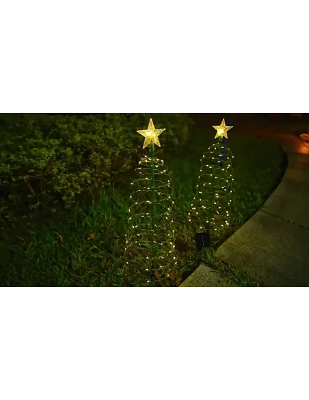 Set 2 Brazi Solari cu Stea 85cm, Alb Cald, IP65