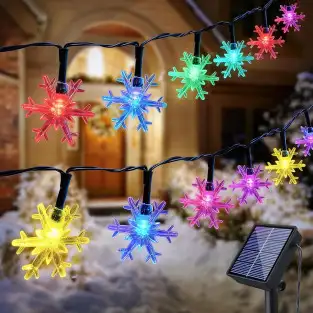 Instalatie solara cu 50 fulgi de gheata, 50 led-uri, multicolor 2