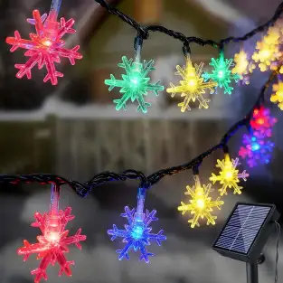 Instalatie solara cu 50 fulgi de gheata, 50 led-uri, multicolor