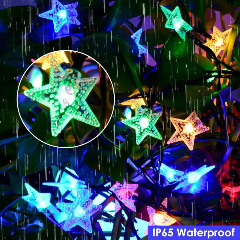 Instalatie solara cu 50 LED-uri, stelute, multicolor, 8 jocuri de lumini