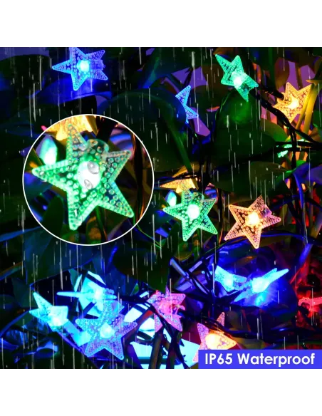 Instalatie solara cu 50 LED-uri, stelute, multicolor, 8 jocuri de lumini