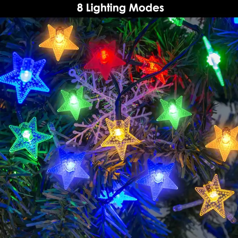 Instalatie solara cu 50 LED-uri, stelute, multicolor, 8 jocuri de lumini