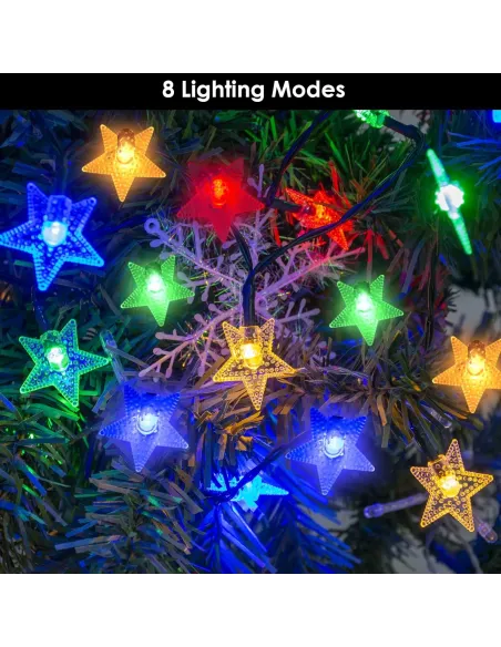 Instalatie solara cu 50 LED-uri, stelute, multicolor, 8 jocuri de lumini