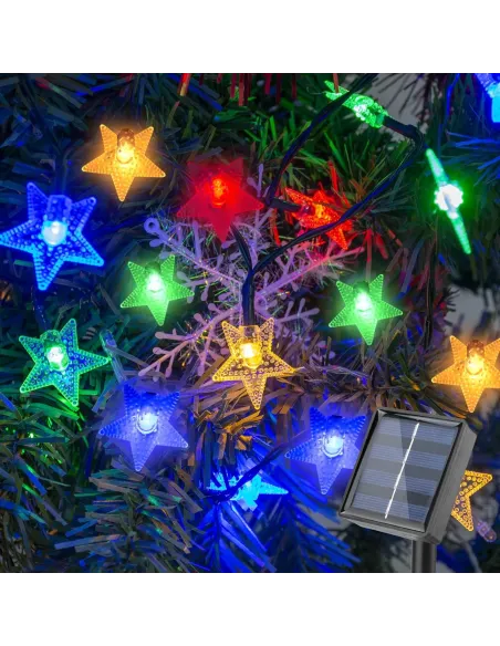 Instalatie solara cu 50 LED-uri, stelute, multicolor, 8 jocuri de lumini