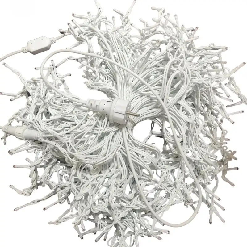 Instalatie Craciun Turturi, 20 m, 500 Led-uri, 8 jocuri de lumini, Perdea, Franjuri, Exterior/Interior, Fir Alb, Interconectabil