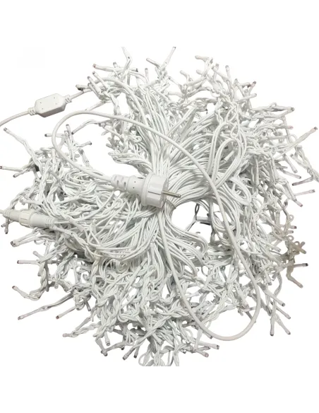 Instalatie Craciun Turturi, 20 m, 500 Led-uri, 8 jocuri de lumini, Perdea, Franjuri, Exterior/Interior, Fir Alb, Interconectabil