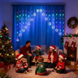 Instalatie perdea luminoasa pentru craciun cu 2