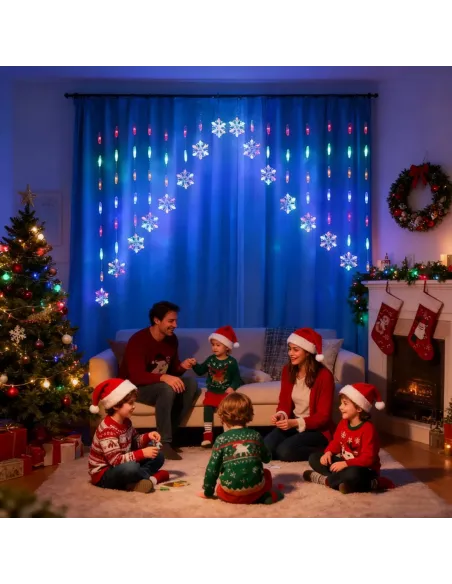 Instalatie perdea luminoasa pentru craciun cu