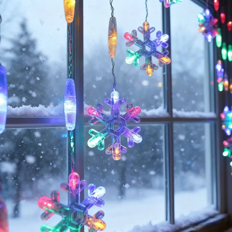 Instalatie perdea luminoasa pentru craciun cu