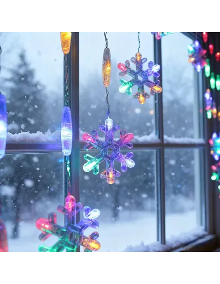 Instalatie perdea luminoasa pentru craciun cu