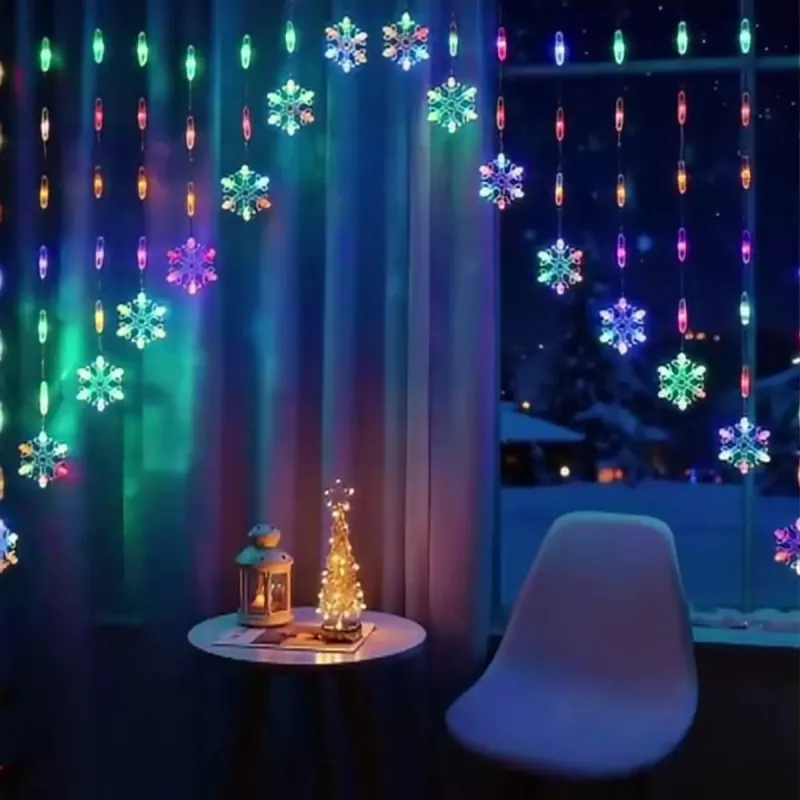 Instalatie perdea luminoasa pentru craciun cu