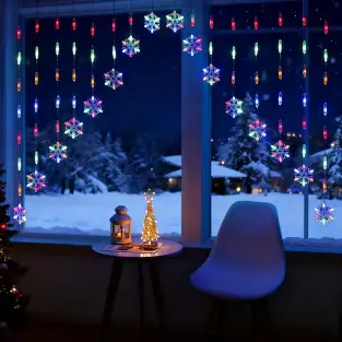 Instalatie perdea luminoasa pentru craciun cu