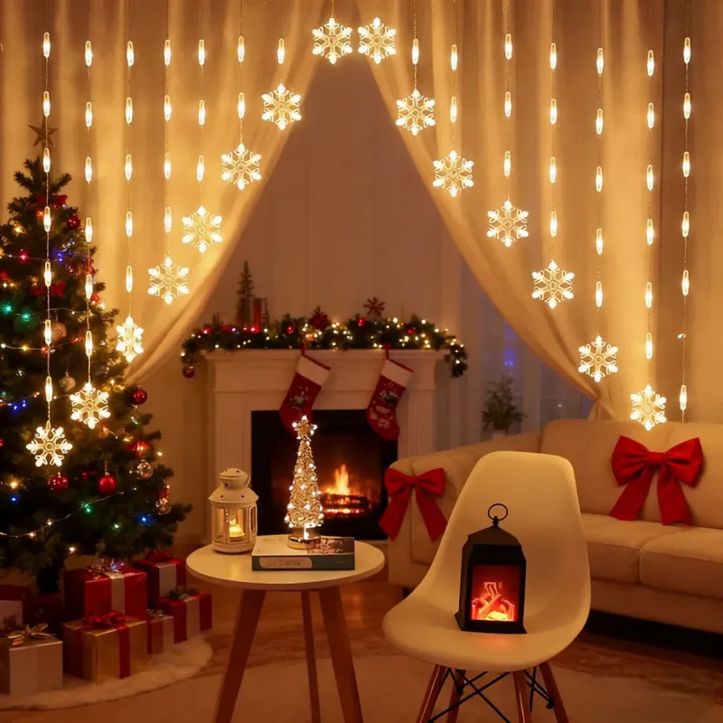 Instalatie perdea luminoasa pentru craciun cu