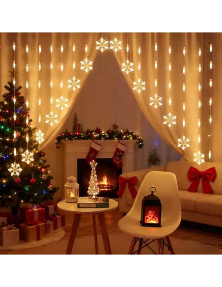 Instalatie perdea luminoasa pentru craciun cu