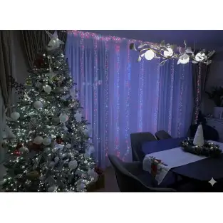 Perdea Luminoasă Cluster 3x3m, 900 LED-uri Alb Cald/Rece – Fir Subțire din Cupru | Decor Interior & Exterior 2