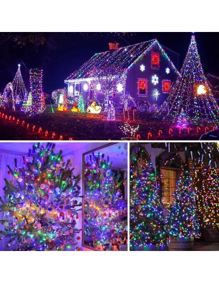 Instalatie solara 80m,800 LED,panou sola, 8 jocuri de lumini, multicolor