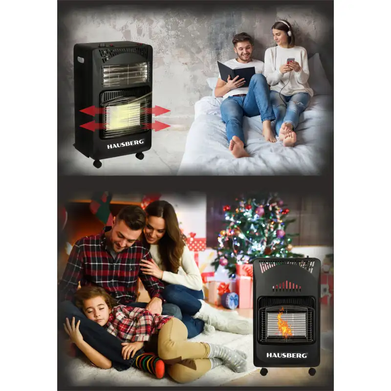 Soba pe Gaz GPL Hausberg HB-1021NG, 4.2 kW, 3 Trepte, Plăci Ceramice, Aprindere Piezoelectrică, Siguranță Automată, Sistem Mobil