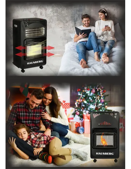 Soba pe Gaz GPL Hausberg HB-1021NG, 4.2 kW, 3 Trepte, Plăci Ceramice, Aprindere Piezoelectrică, Siguranță Automată, Sistem Mobil