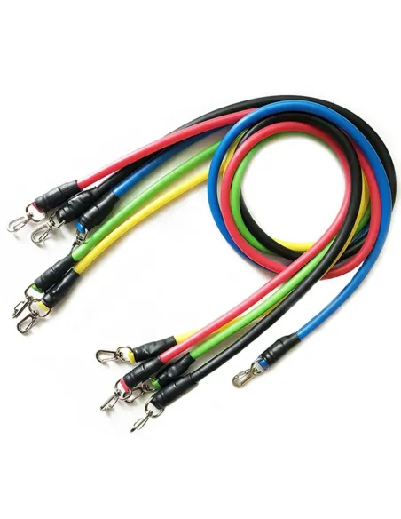 Set benzi elastice pentru exercitii multiple, 11 piese, pentru Sala, Yoga, Pilates, Recuperare, 48" lungime, multicolor