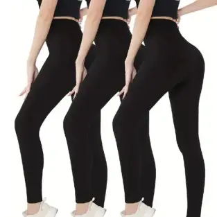 Set 3 colanți călduroși vătuiți, 380 DEN, mărime universală, negru