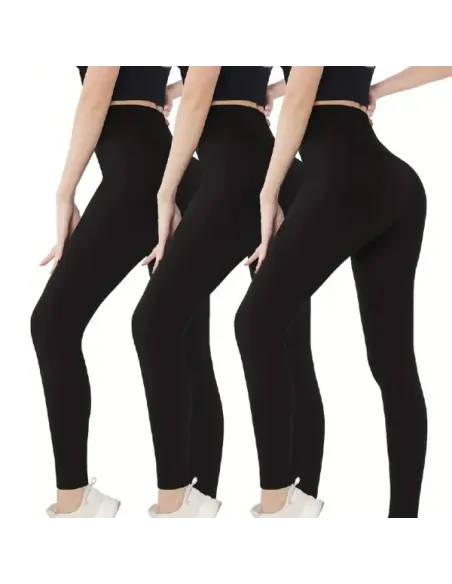 Set 3 colanți călduroși vătuiți, 380 DEN, mărime universală, negru