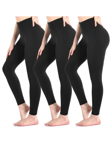 Set 3 colanți călduroși vătuiți, 380 DEN, mărime universală, negru