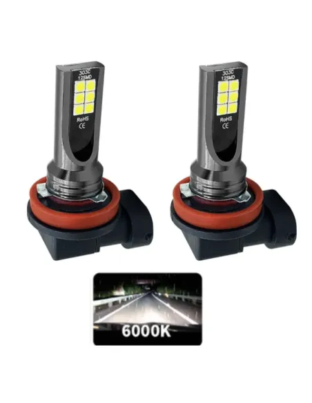 Set 2 Becuri auto LED H11 / H8 putere 60w 12LED SMD, temperatura 6000K, 6800lm