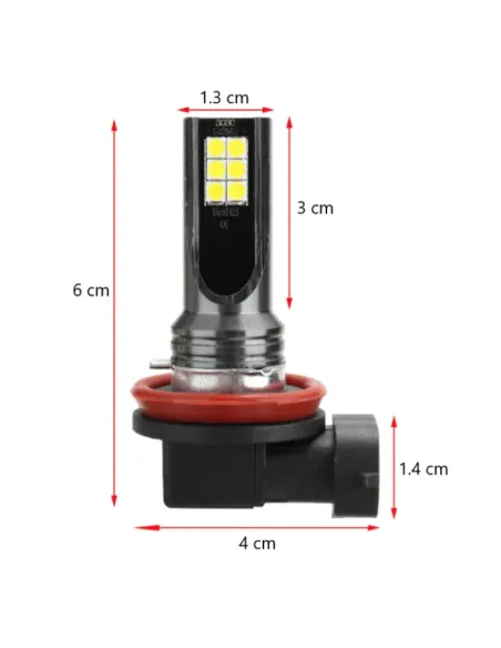 Set 2 Becuri auto LED H11 / H8 putere 60w 12LED SMD, temperatura 6000K, 6800lm
