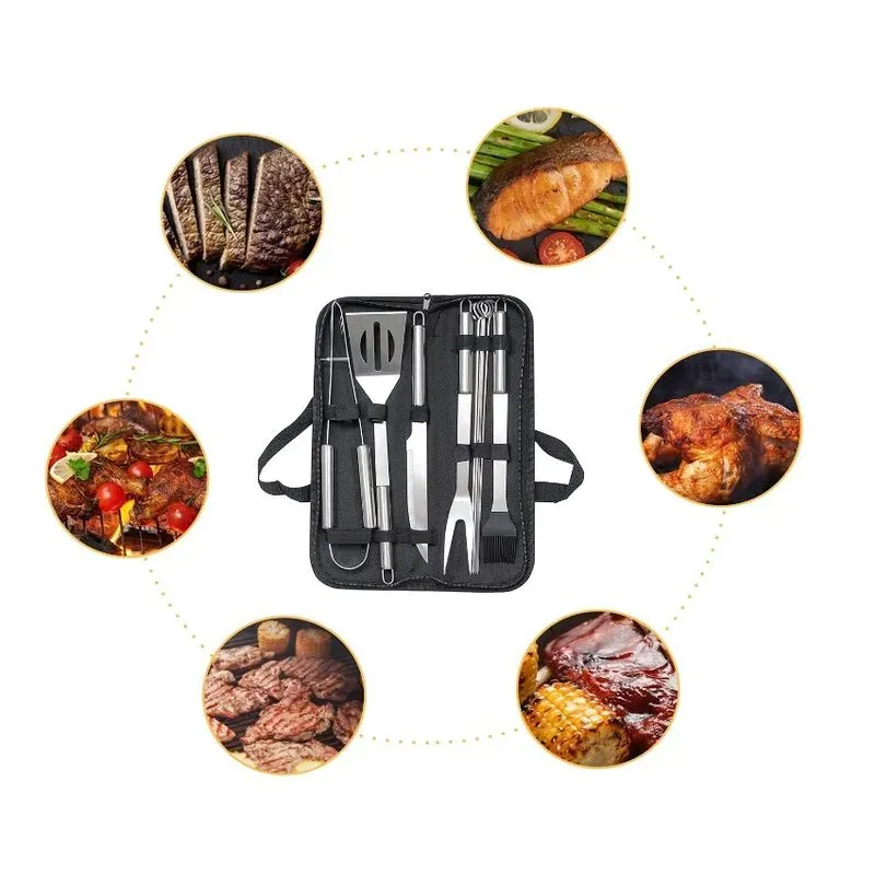 Set 9 ustensile gratar cu geanta pentru depozitare