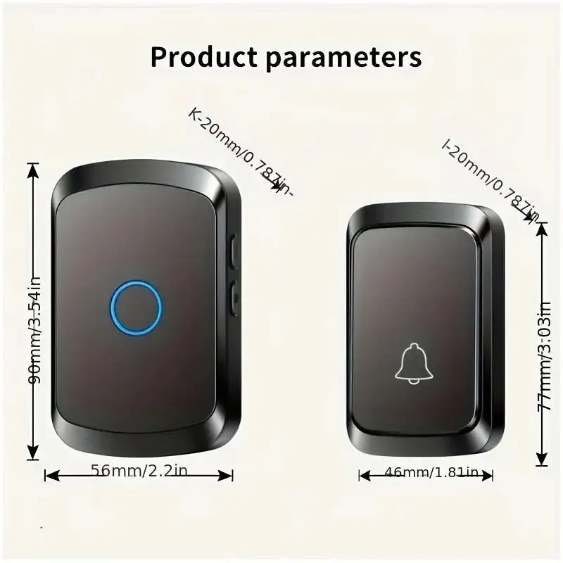 Sonerie Wireless Inteligenta, 300m, 60 Melodii, 5 Niveluri Volum, Acumulator Reincarcabil, Negru