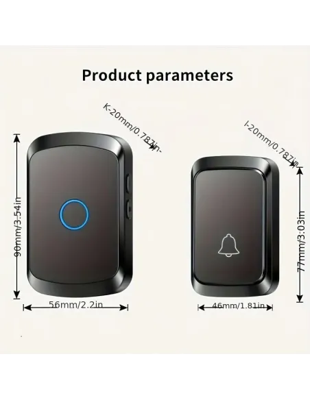 Sonerie Wireless Inteligenta, 300m, 60 Melodii, 5 Niveluri Volum, Acumulator Reincarcabil, Negru