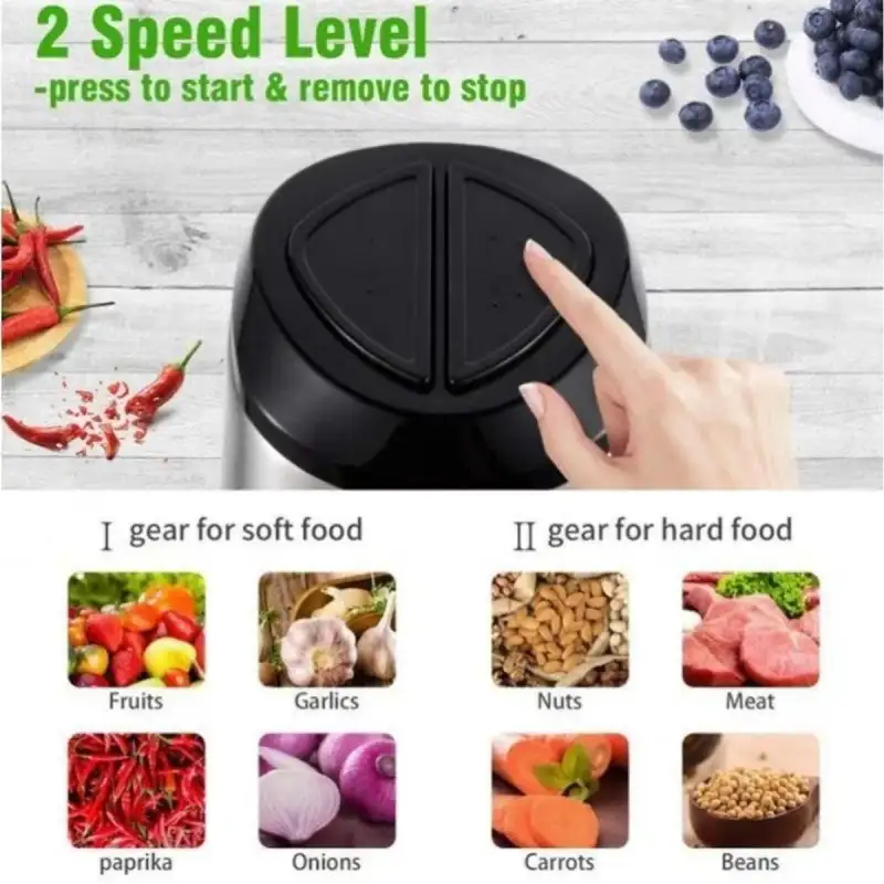 Tocator Electric 300W pentru Carne și Legume, 4 Lame Inox, 5L, Argintiu