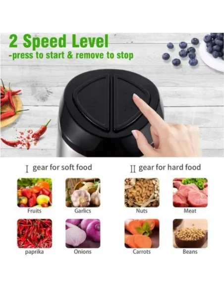 Tocator Electric 300W pentru Carne și Legume, 4 Lame Inox, 5L, Argintiu