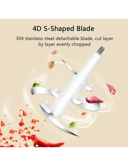 Tocator Electric 300W pentru Carne și Legume, 4 Lame Inox, 5L, Argintiu